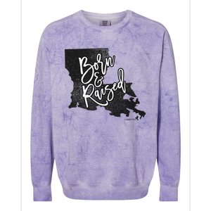 Louisiana Born And Raised Colorblast Crewneck Sweatshirt