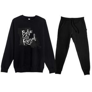 Louisiana Born And Raised Premium Crewneck Sweatsuit Set