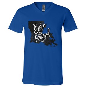 Louisiana Born And Raised V-Neck T-Shirt