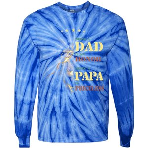 Lion Being A Dad Is An Honor Being A Papa Is Priceless Funny Gift Tie-Dye Long Sleeve Shirt