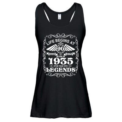 Life Begins At 90 Born In 1935 Year Of Legends Ladies Essential Flowy Tank