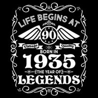 Life Begins At 90 Born In 1935 Year Of Legends 16 in Basic Backpack