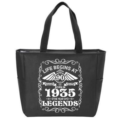 Life Begins At 90 Born In 1935 Year Of Legends Zip Tote Bag
