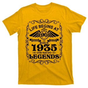 Life Begins At 90 Born In 1935 Year Of Legends T-Shirt