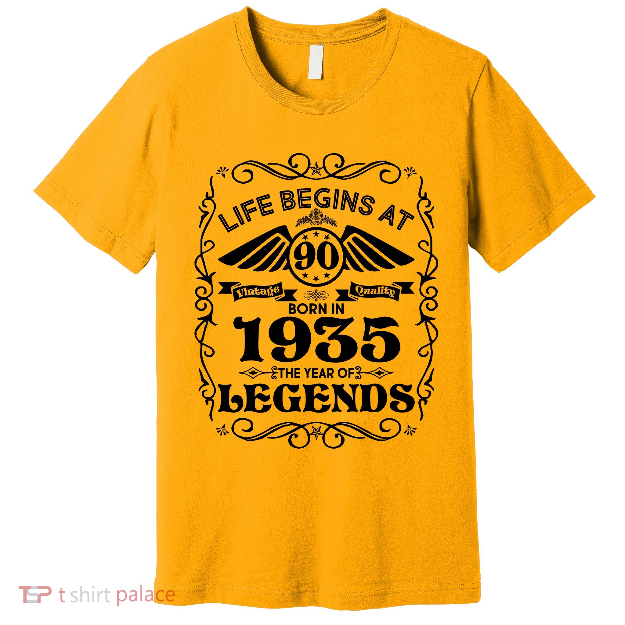 Life Begins At 90 Born In 1935 Year Of Legends Premium T-Shirt