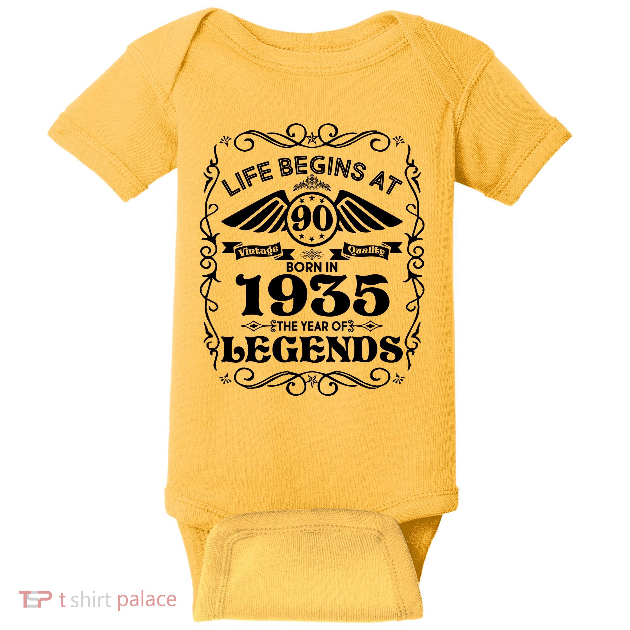 Life Begins At 90 Born In 1935 Year Of Legends Baby Bodysuit