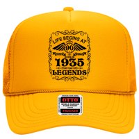 Life Begins At 90 Born In 1935 Year Of Legends Trucker Hat