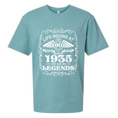 Life Begins At 90 Born In 1935 Year Of Legends Sueded Cloud Jersey T-Shirt