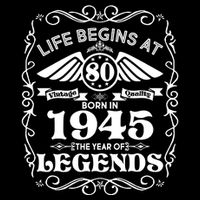 Life Begins At 80 Born In 1945 Year Of Legends 7-Panel Snapback Hat