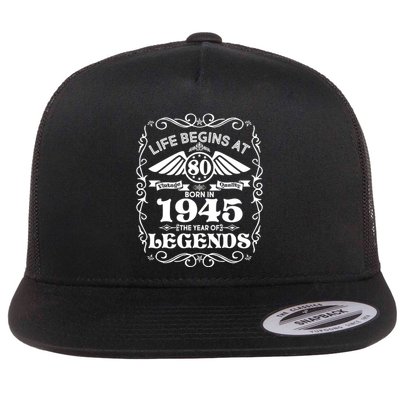 Life Begins At 80 Born In 1945 Year Of Legends Flatbill Hat