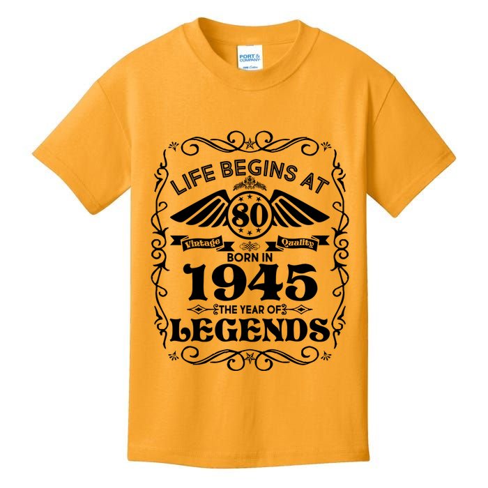 Life Begins At 80 Born In 1945 Year Of Legends Kids T-Shirt