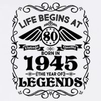 Life Begins At 80 Born In 1945 Year Of Legends Garment-Dyed Sweatshirt