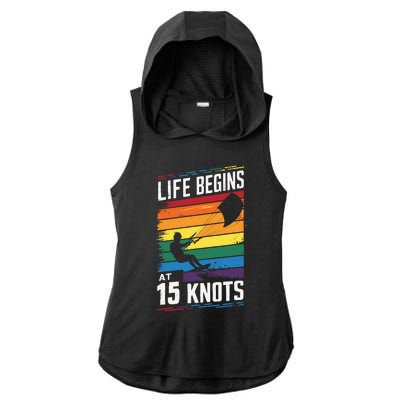 Life Begins At 15 Knots Ladies PosiCharge Tri-Blend Wicking Draft Hoodie Tank