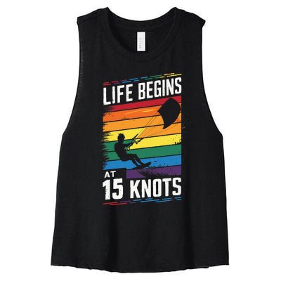 Life Begins At 15 Knots Women's Racerback Cropped Tank