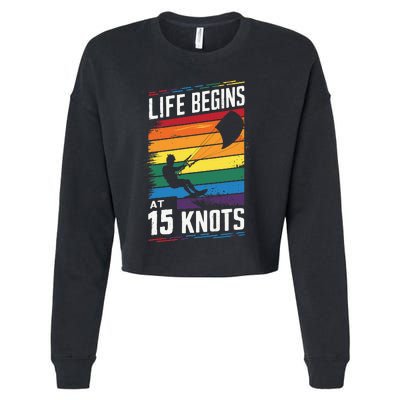 Life Begins At 15 Knots Cropped Pullover Crew