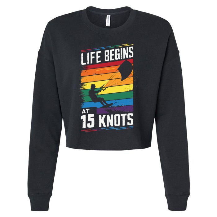 Life Begins At 15 Knots Cropped Pullover Crew