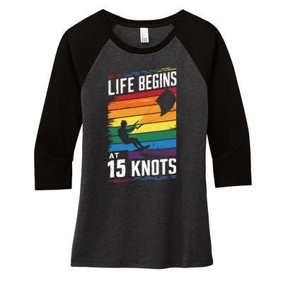 Life Begins At 15 Knots Women's Tri-Blend 3/4-Sleeve Raglan Shirt