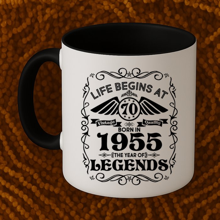 Life Begins At 70 Born In 1955 Year Of Legends Mug