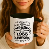 Life Begins At 70 Born In 1955 Year Of Legends Mug