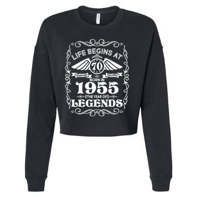 Life Begins At 70 Born In 1955 Year Of Legends Cropped Pullover Crew