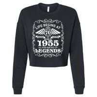 Life Begins At 70 Born In 1955 Year Of Legends Cropped Pullover Crew