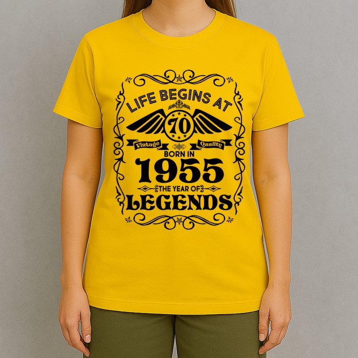 Life Begins At 70 Born In 1955 Year Of Legends T-Shirt