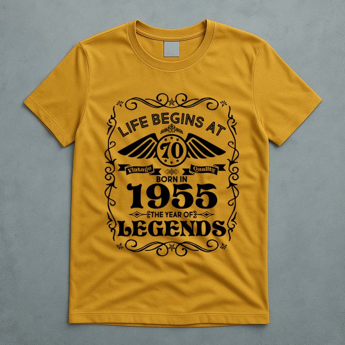 Life Begins At 70 Born In 1955 Year Of Legends T-Shirt