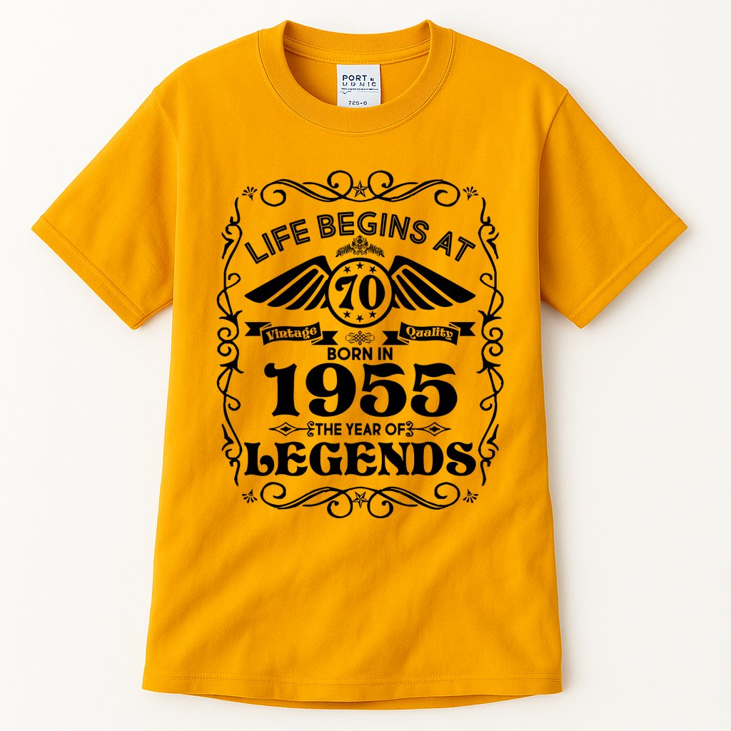 Life Begins At 70 Born In 1955 Year Of Legends Tall T-Shirt