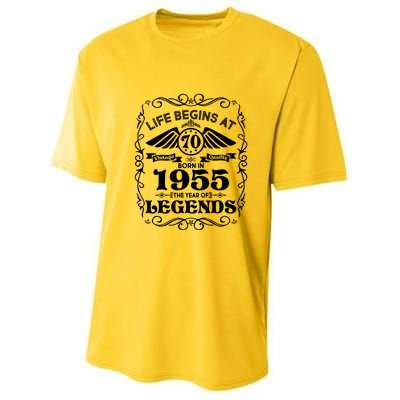 Life Begins At 70 Born In 1955 Year Of Legends Youth Performance Sprint T-Shirt