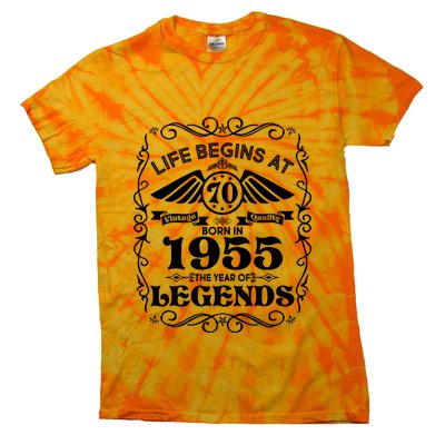 Life Begins At 70 Born In 1955 Year Of Legends Tie-Dye T-Shirt