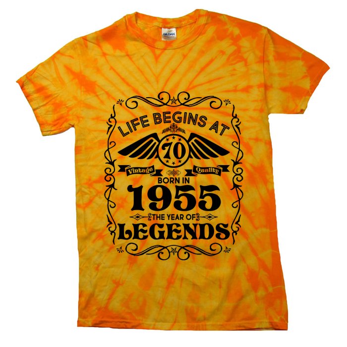 Life Begins At 70 Born In 1955 Year Of Legends Tie-Dye T-Shirt