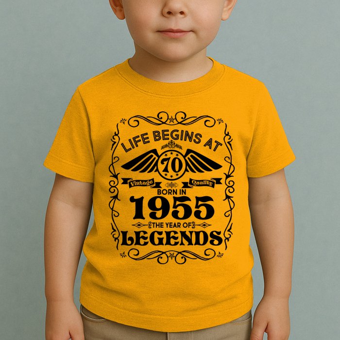 Life Begins At 70 Born In 1955 Year Of Legends Toddler T-Shirt