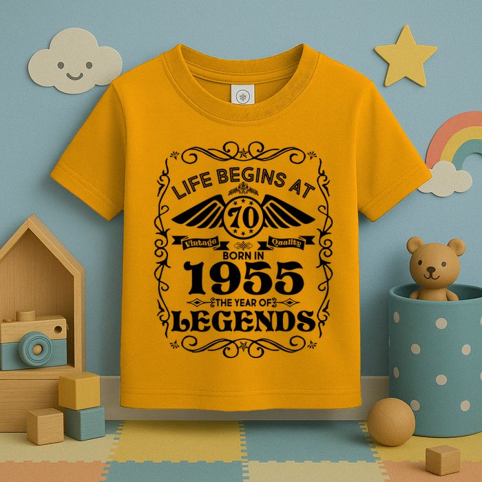 Life Begins At 70 Born In 1955 Year Of Legends Toddler T-Shirt