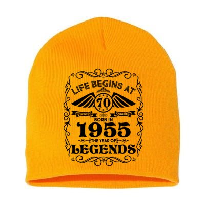 Life Begins At 70 Born In 1955 Year Of Legends Short Acrylic Beanie