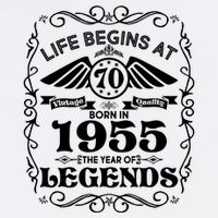 Life Begins At 70 Born In 1955 Year Of Legends Garment-Dyed Sweatshirt