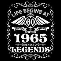 Life Begins At 60 Born In 1965 Year Of Legends Drawstring Bag
