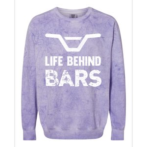 Life Behind Bars Distressed Bmx Gift Colorblast Crewneck Sweatshirt