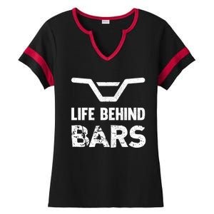 Life Behind Bars Distressed Bmx Gift Ladies Halftime Notch Neck Tee