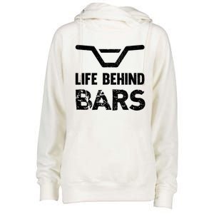 Life Behind Bars Distressed Bmx Gift Womens Funnel Neck Pullover Hood