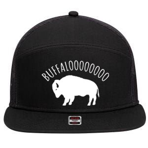 Lucky Buffalo Buffalooo Bison Nature Wildlife Design 7 Panel Mesh Trucker Snapback Hat