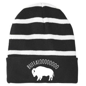 Lucky Buffalo Buffalooo Bison Nature Wildlife Design Striped Beanie with Solid Band