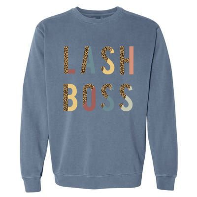 Lash Babe Boss Hustler Artist Tech Eyelash Extention Leopard Gift Garment-Dyed Sweatshirt