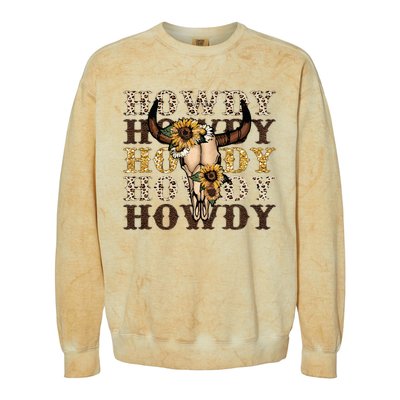 Leopard Boho Bull Skull Sunflower Howdy Western Decor Colorblast Crewneck Sweatshirt