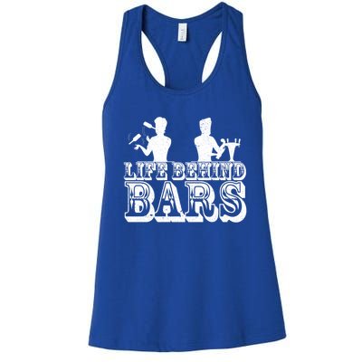 Life Behind Bars Funny Bartender Life Mixologist Costume Gift Women's Racerback Tank