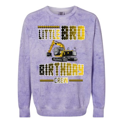 Little Bro Brother Of The Birthday Crew Party Excavator Colorblast Crewneck Sweatshirt