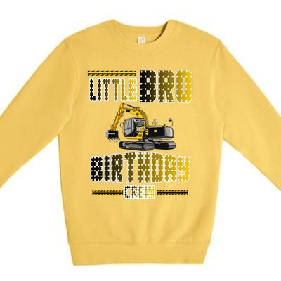 Little Bro Brother Of The Birthday Crew Party Excavator Premium Crewneck Sweatshirt