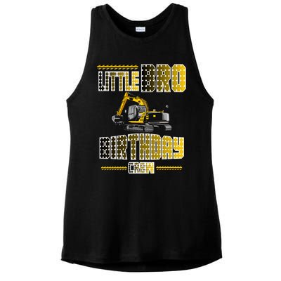 Little Bro Brother Of The Birthday Crew Party Excavator Ladies PosiCharge Tri-Blend Wicking Tank