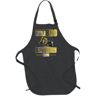 Little Bro Brother Of The Birthday Crew Party Excavator Full-Length Apron With Pockets