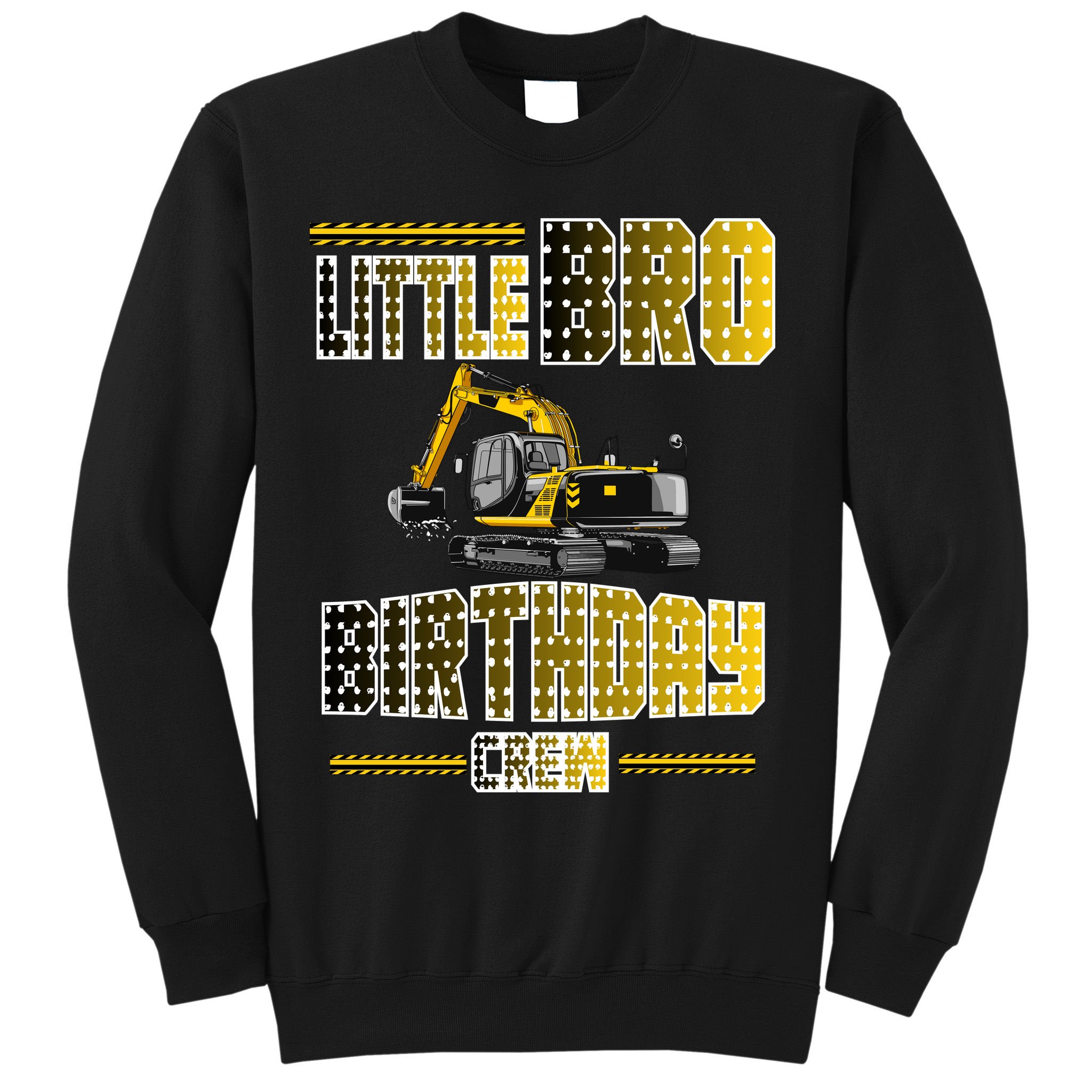 Little Bro Brother Of The Birthday Crew Party Excavator Sweatshirt