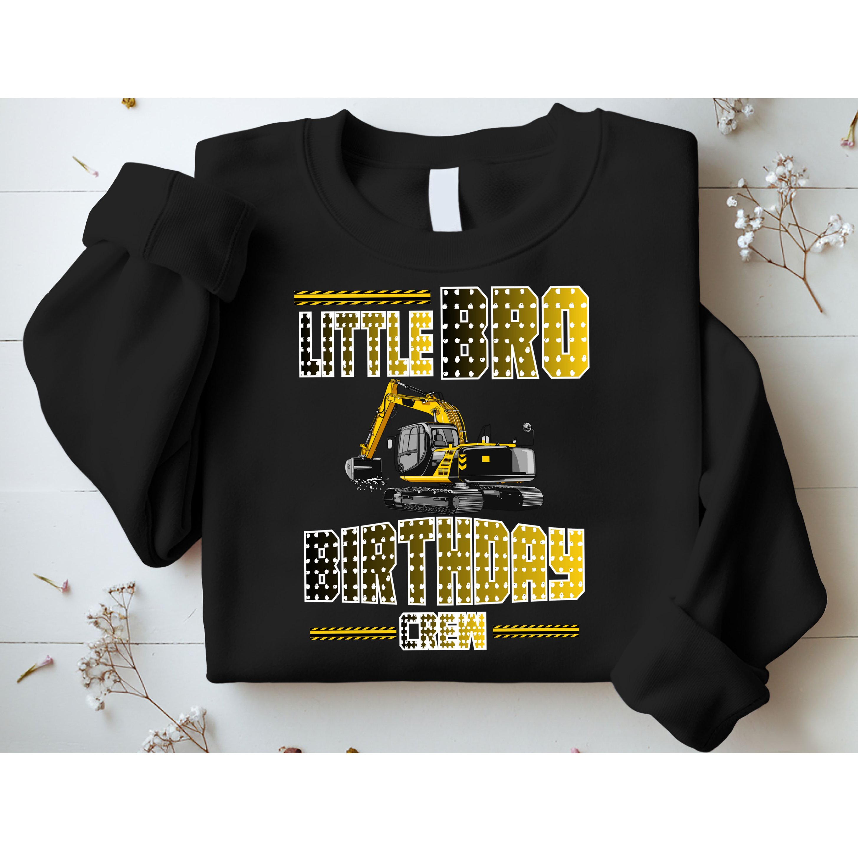 Little Bro Brother Of The Birthday Crew Party Excavator Sweatshirt